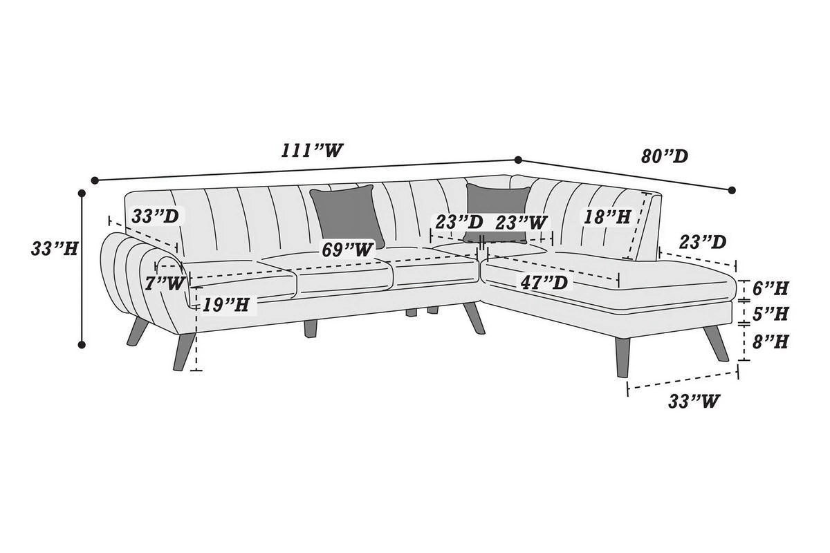 2-Piece Sectional Set with Chaise and Sofa C10870