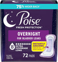 Overnight Incontinence & Postpartum Pads, 8 Drop Extra Coverage, 72 Count B748876