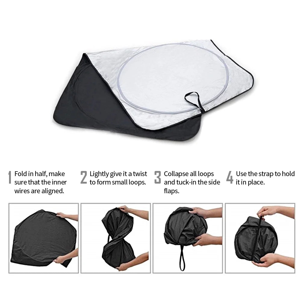 Silver Reflective Fabric Windshield Sun Shade Q703