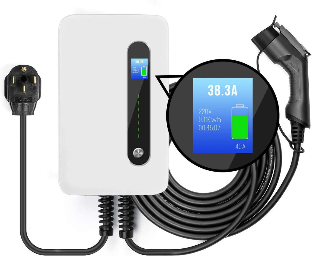 240V 40 Amp Level 2 EV Charging Station with 20ft J1772 Cable and NEMA 14-50 Plug Y611586