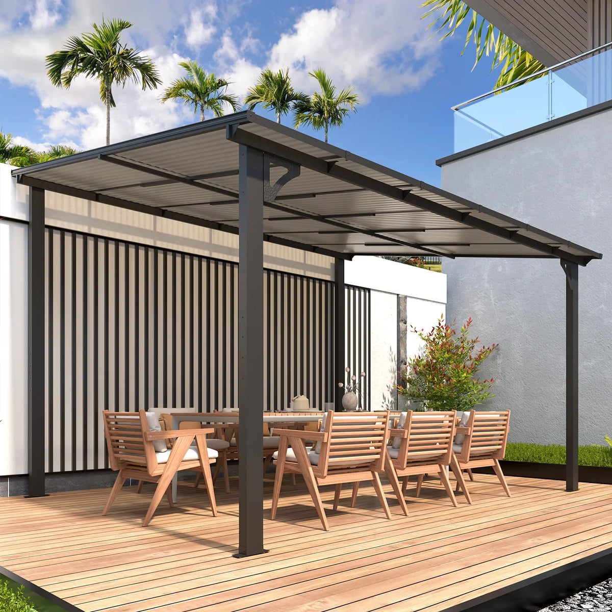 10' x 12' Gray Hardtop Aluminum Gazebo D2323