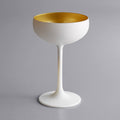 8 oz. Matte White/Gold Coupe Glass A2872