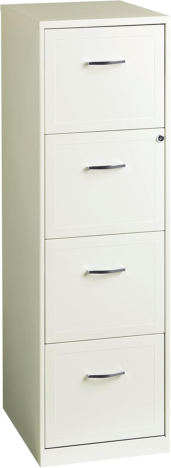 Black Pearl White 4-Drawer Metal File Cabinet L1483
