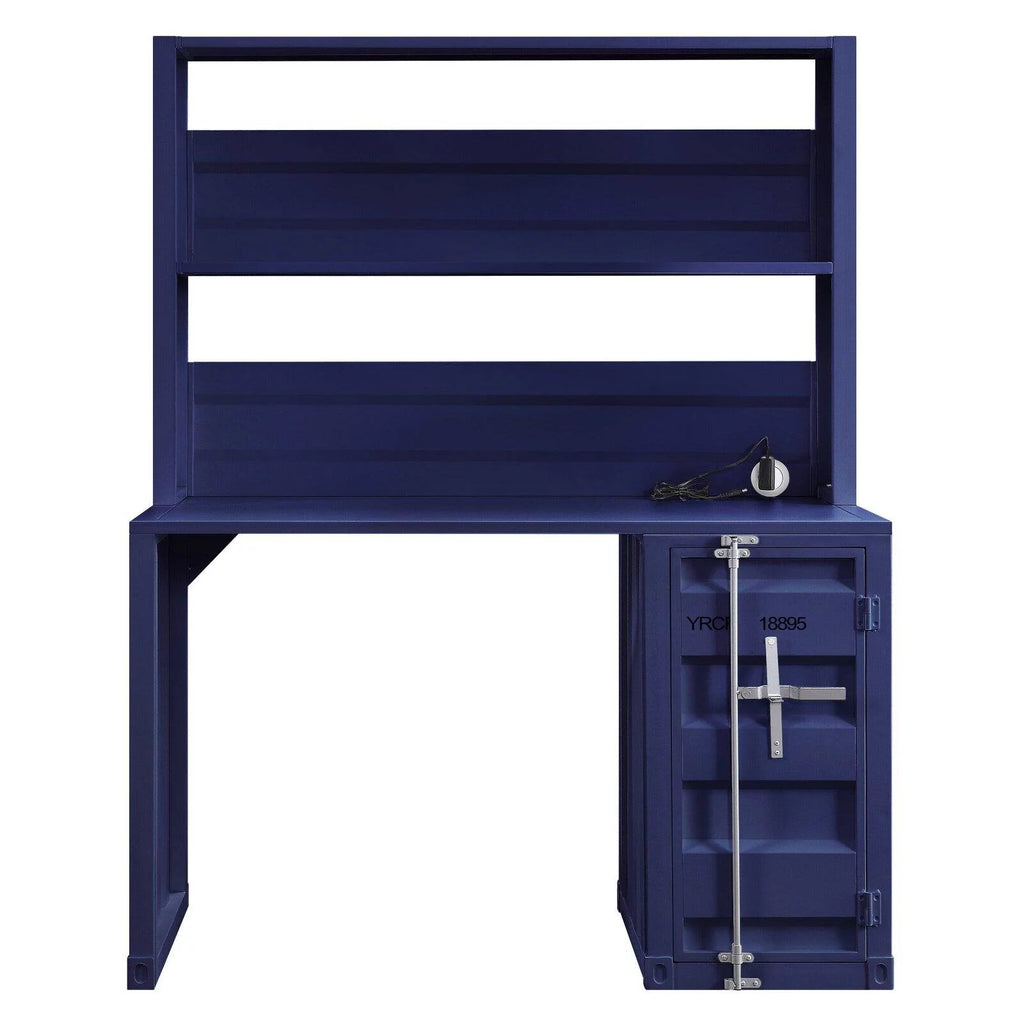 Metal Frame Desk and Hutch with Storage Base in Blue G9821