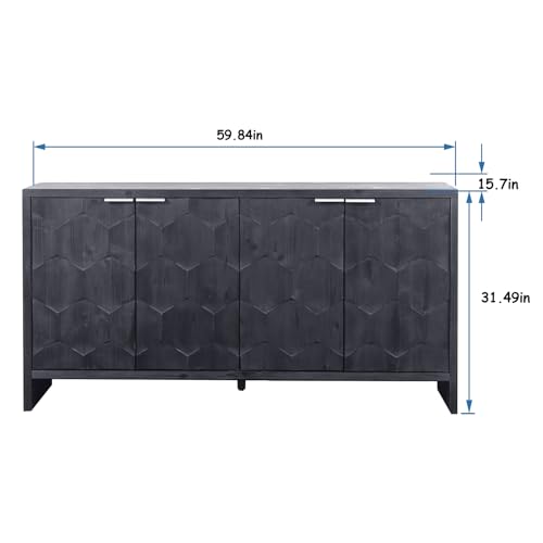 3-Door Sideboard Storage Cabinet with Wooden Texture U28554