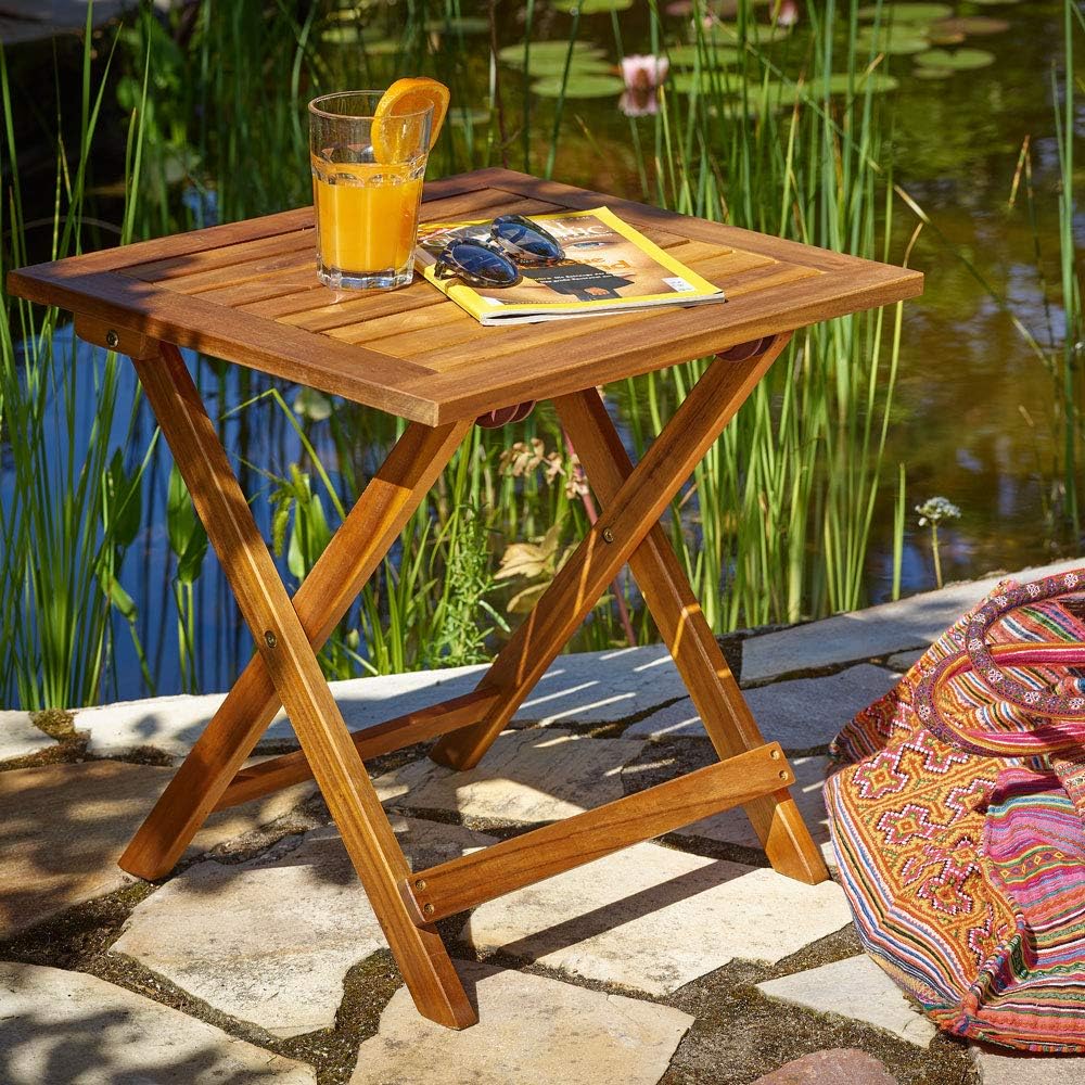 18x18 Inch Acacia Wood Folding Patio Side Table F433