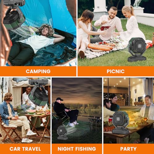 Portable Rechargeable Camping Fan with LED Lantern G584