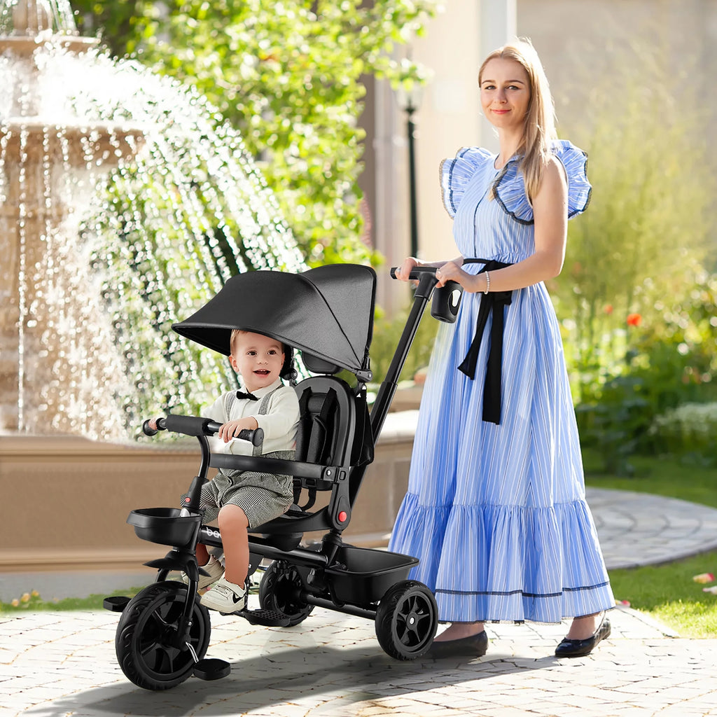 4-in-1 Toddler Tricycle with Adjustable Push Handle J944