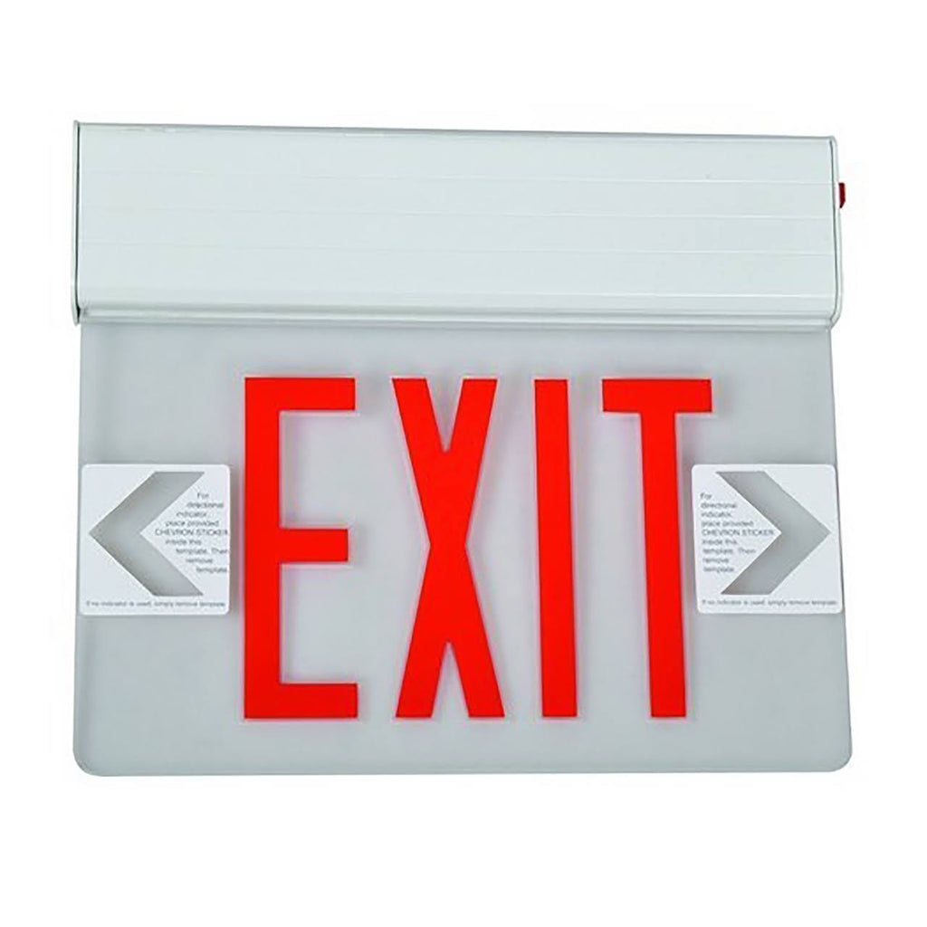 Edge Lit Exit Sign Double Sided Green LED White Housing P93533