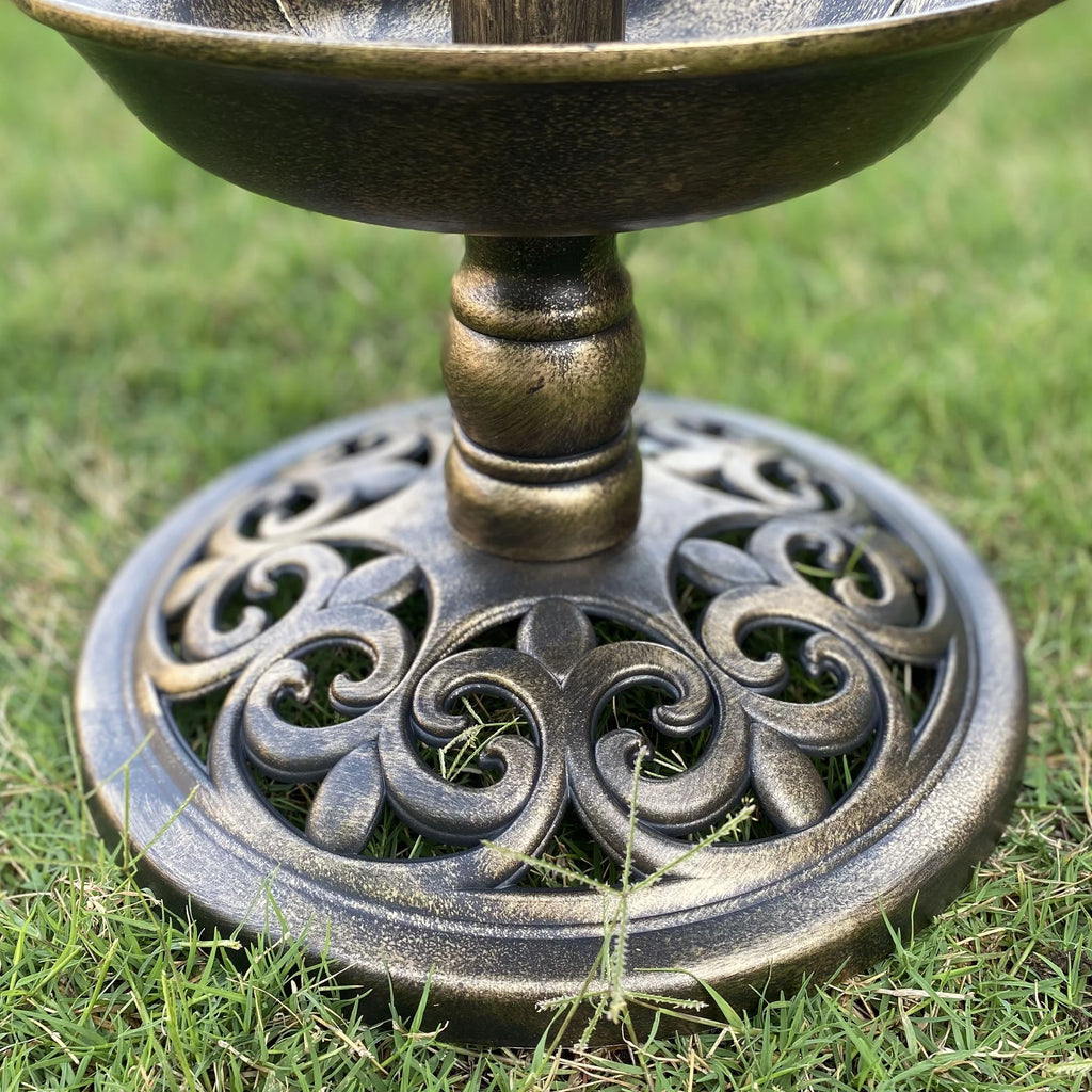 30 Inch Solar Lighted Bird Bath with Planter Bowl M335316