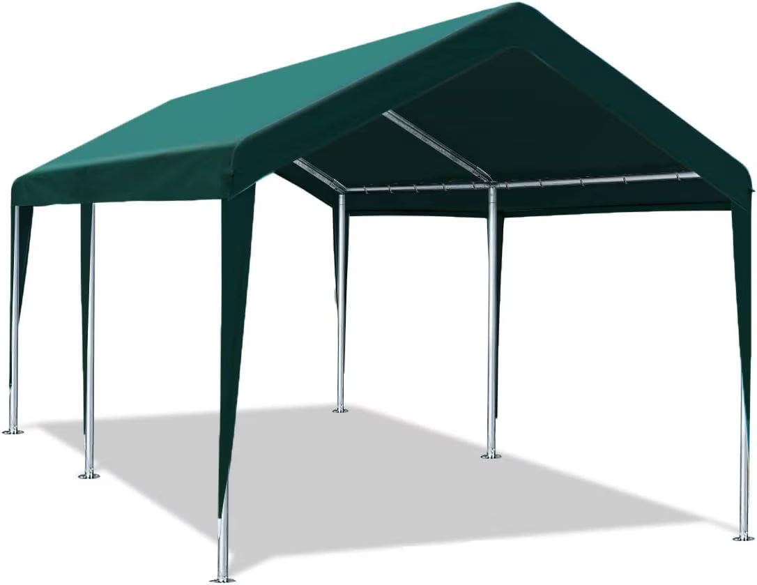 Heavy Duty Carports Car Canopy Garage Boat Shelter Party Tent, Adjustable Height from 9.5 ft to 11 ft E724673
