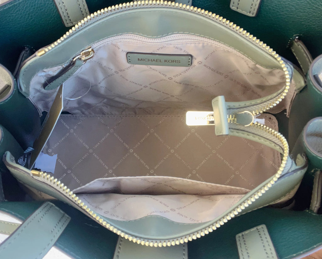 Army Green Large Triple Compartment Satchel Crossbody R70765