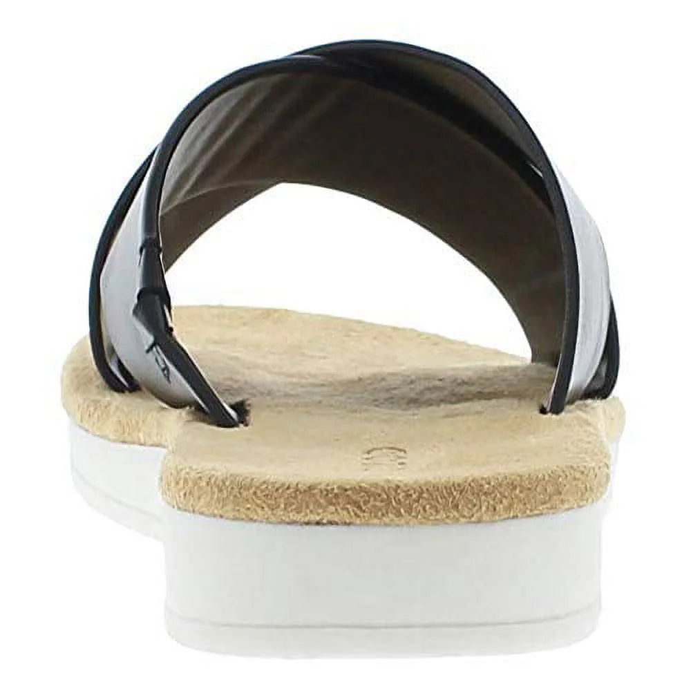Black Leather Slip on Sandals K14438