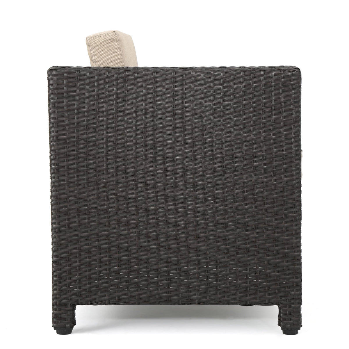 Outdoor Wicker Club Chair with Cushions, Dark Brown, Beige S2010