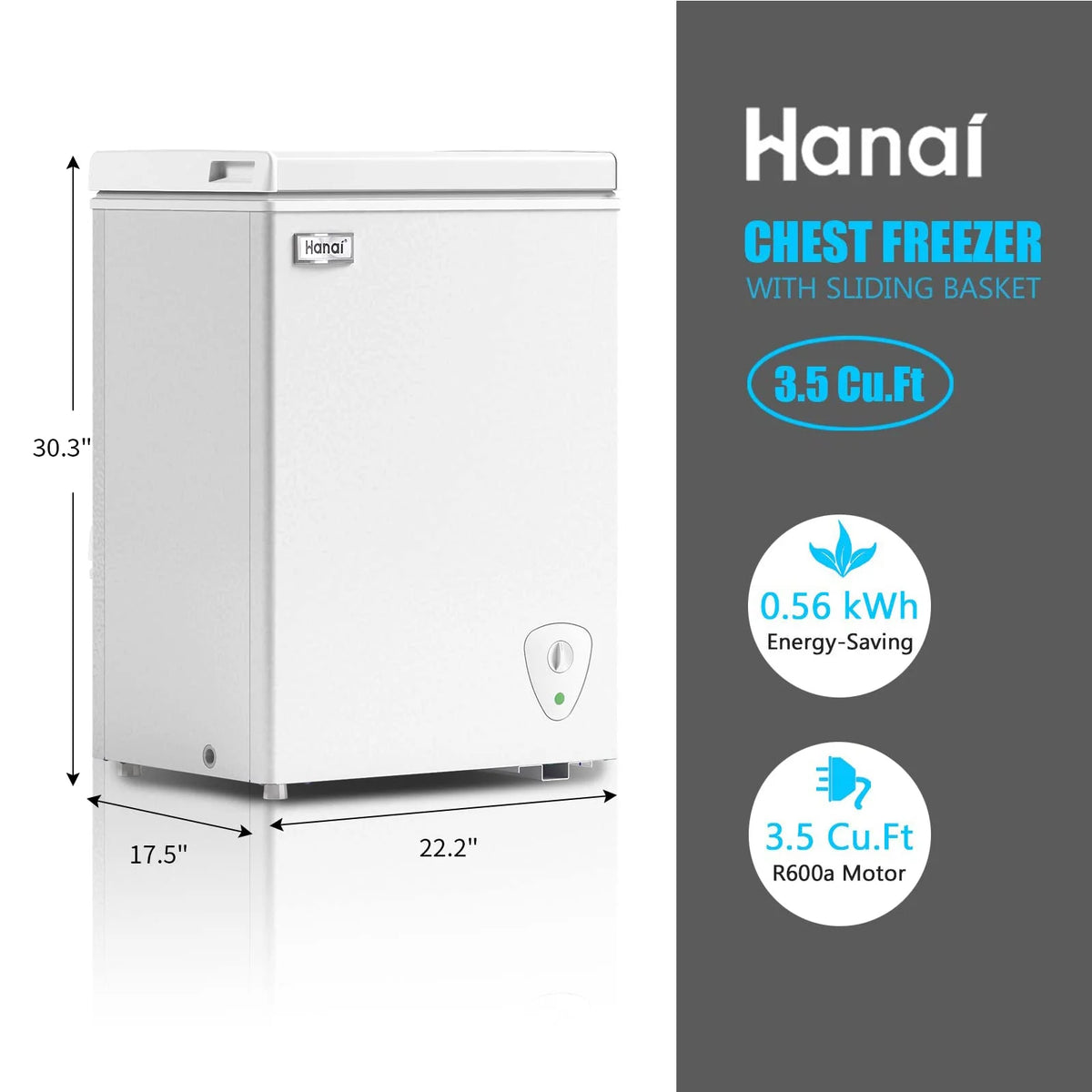 3.5 Cu.ft White Chest Freezer Y2376