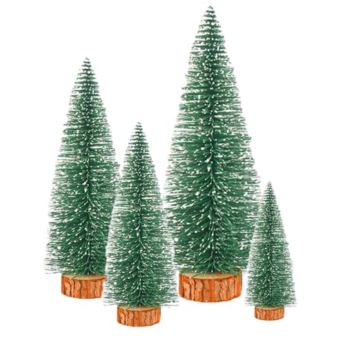 Mini Christmas Trees with Snow and Wooden Base X38549
