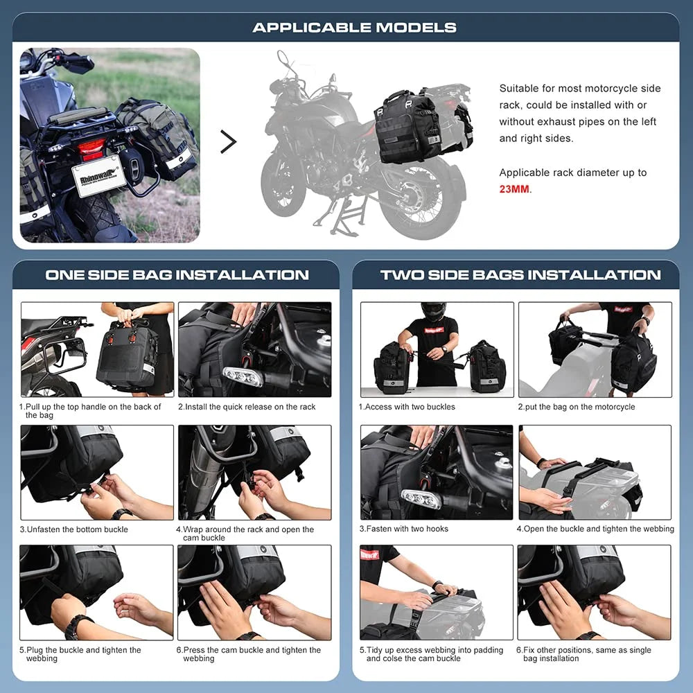 Waterproof Motorcycle Saddle Bag 20L Y39859
