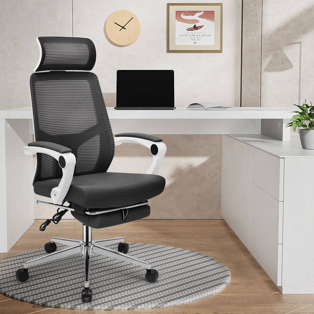 Black Ergonomic High Back Mesh Office Chair with Headrest & Footrest G763271