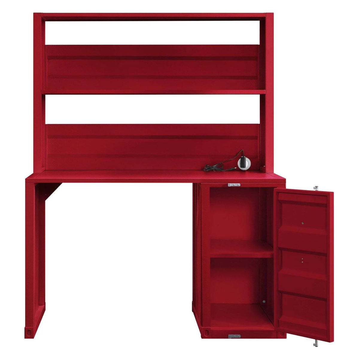 Metal Frame Desk and Hutch with Storage Base in Blue G9821