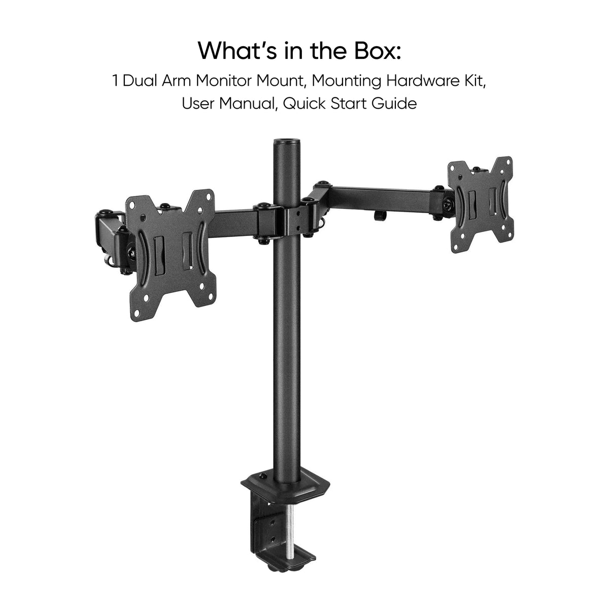 Full Motion Dual Monitor Desk Mount, Fits 2 Screens up to 27 Inches, VESA E20202
