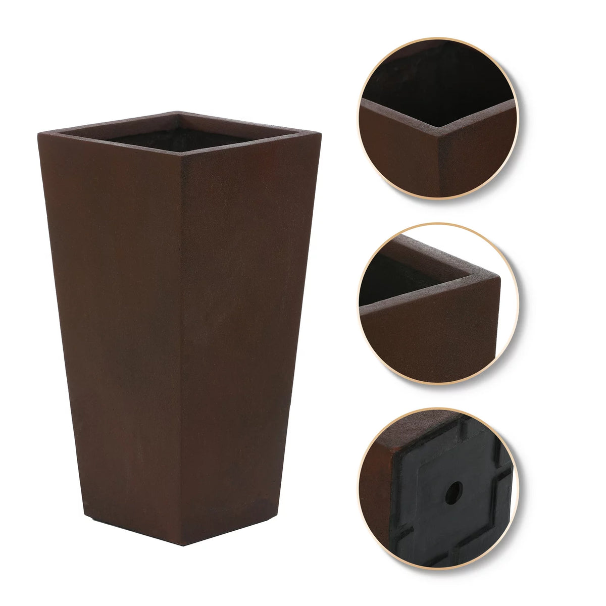 Rustic Brown Tall Tapered Planter V43172