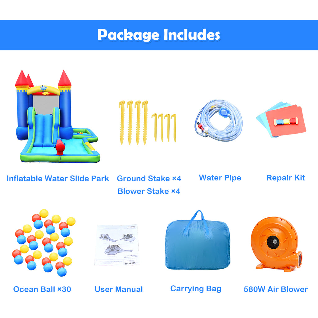 Inflatable Castle Bounce House Slide Water Park Ball Pit with Blower T304