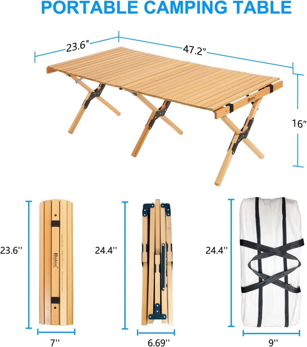 4ft Foldable Wooden Picnic Table with Carry Bag O729114