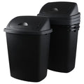 13 Gallon Black Plastic Trash Can with Swing Lid, Set of 4 K5757