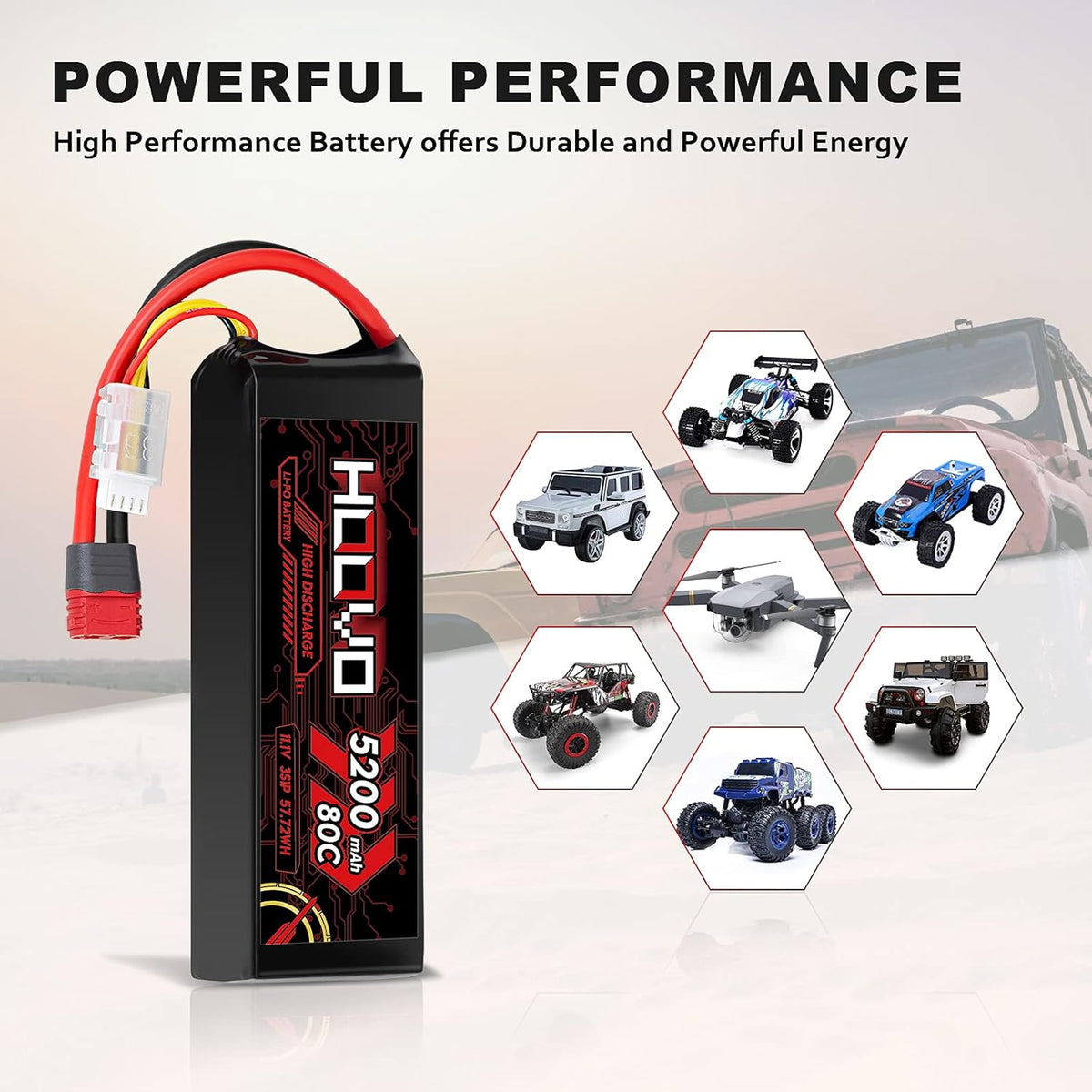 3S 11.1V 80C 5200mAh LiPo Battery with Deans T Plug 2 Packs X4995