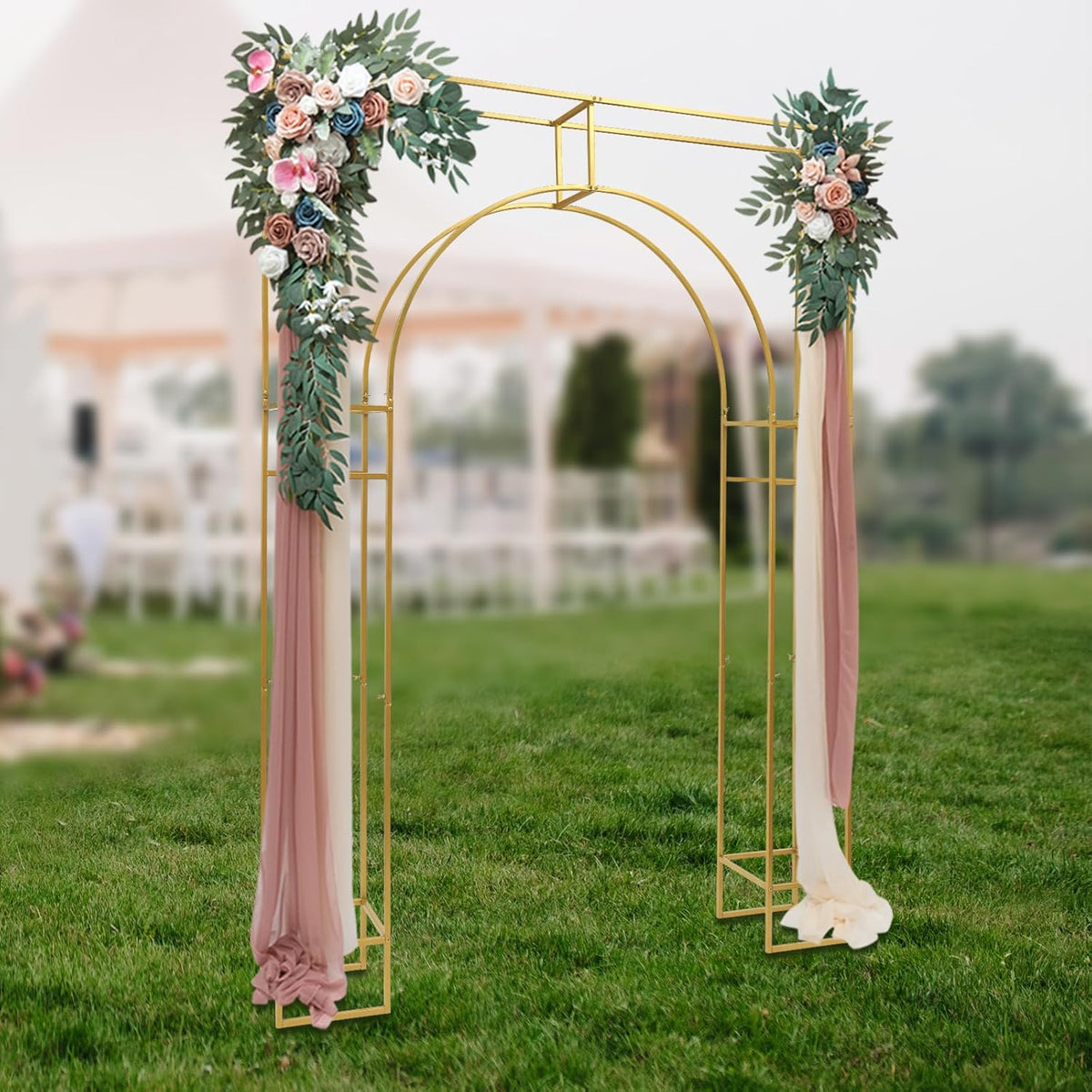 Gold Metal Double Arch Wedding Backdrop Stand L270