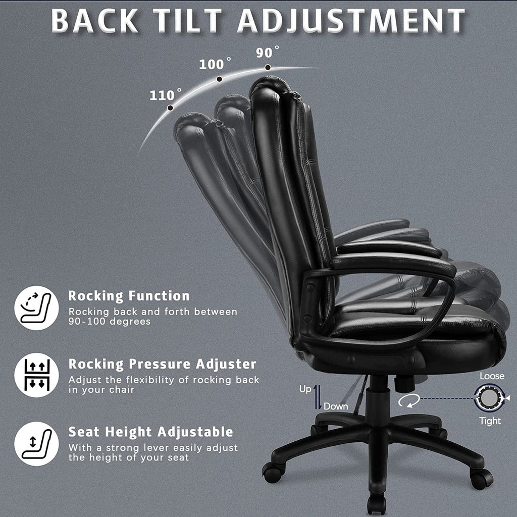 Big and Tall White High Back Ergonomic PU Leather Office Chair U664752