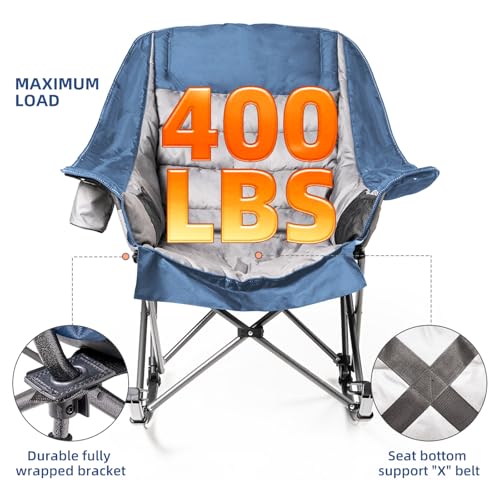 Oversized Padded Rocking Camping Chair with Cup Holder E41942