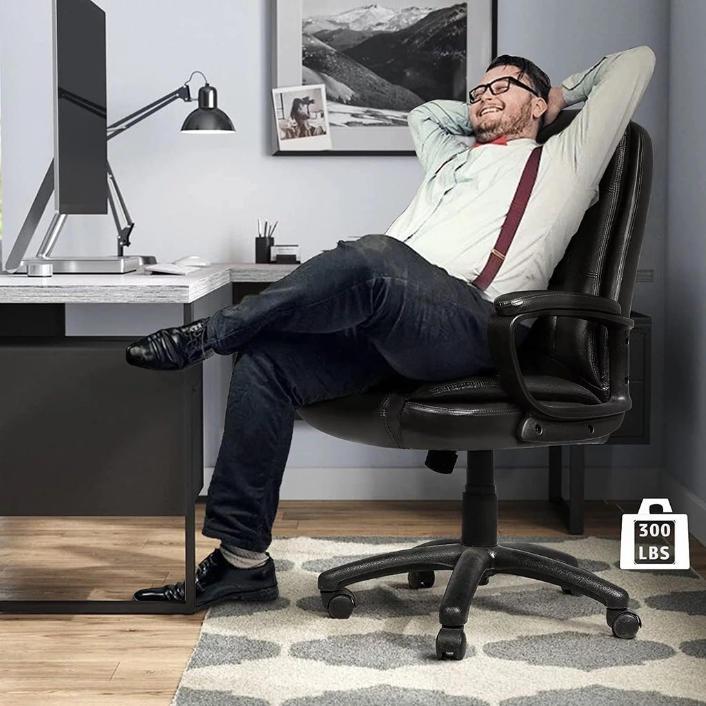 Big and Tall White High Back Ergonomic PU Leather Office Chair U664752