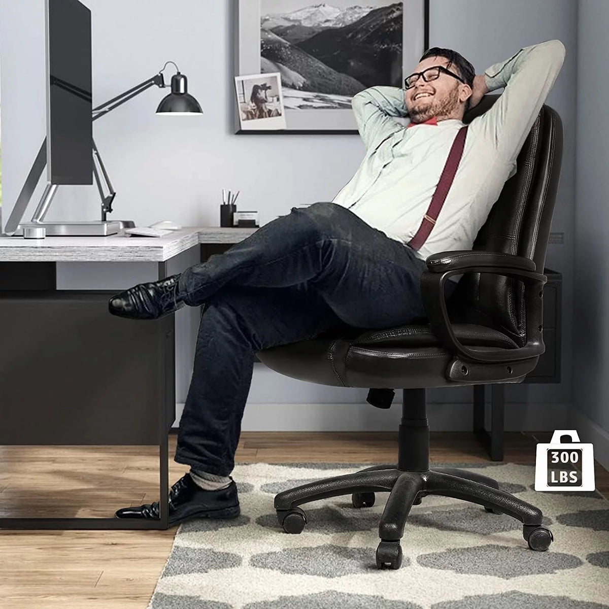 Big and Tall White High Back Ergonomic PU Leather Office Chair U664752