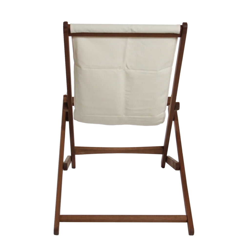 38" Wooden and White Fabric Outdoor Folding Glider Chair B9839
