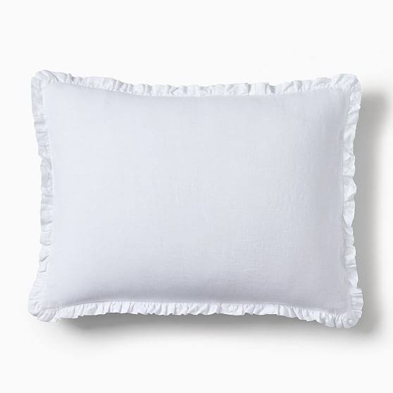 White European Flax Linen Ruffle Duvet Sham Set H6551