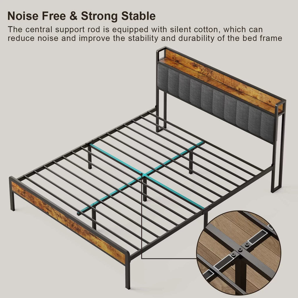 Queen Storage Headboard Metal Bed Frame C87119