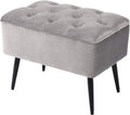 Grey Velvet Ottoman Foot Stool with Steel Legs U515