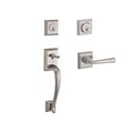 Satin Nickel Handleset with Federal Lever Square Rose D1827