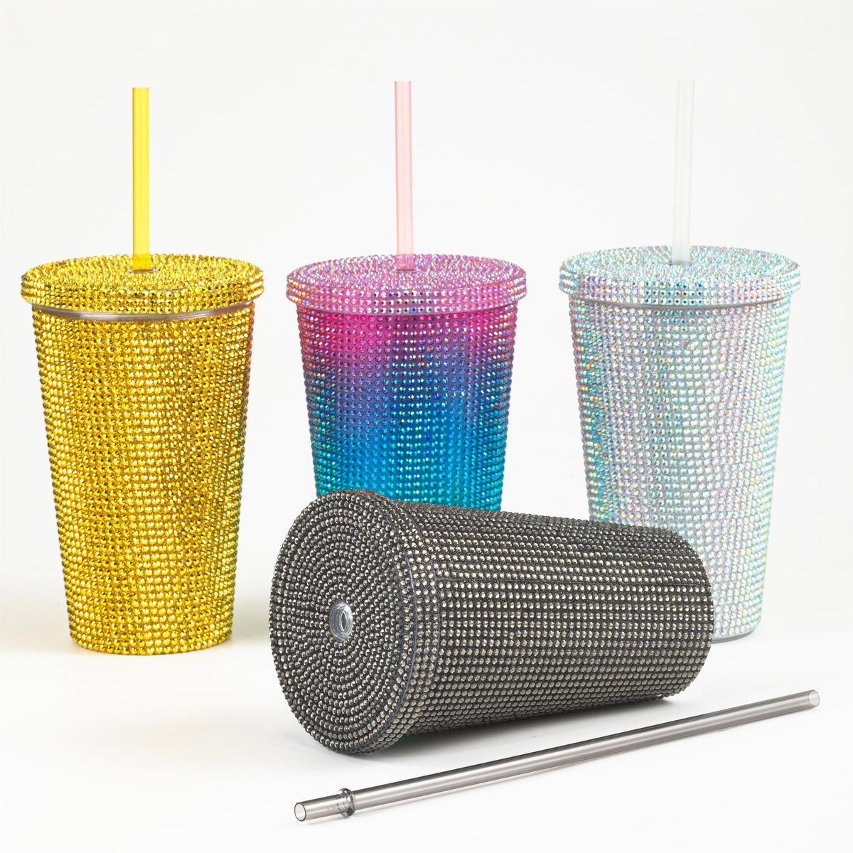 22oz Glitter Water Bottle with Lid and Straw E709024