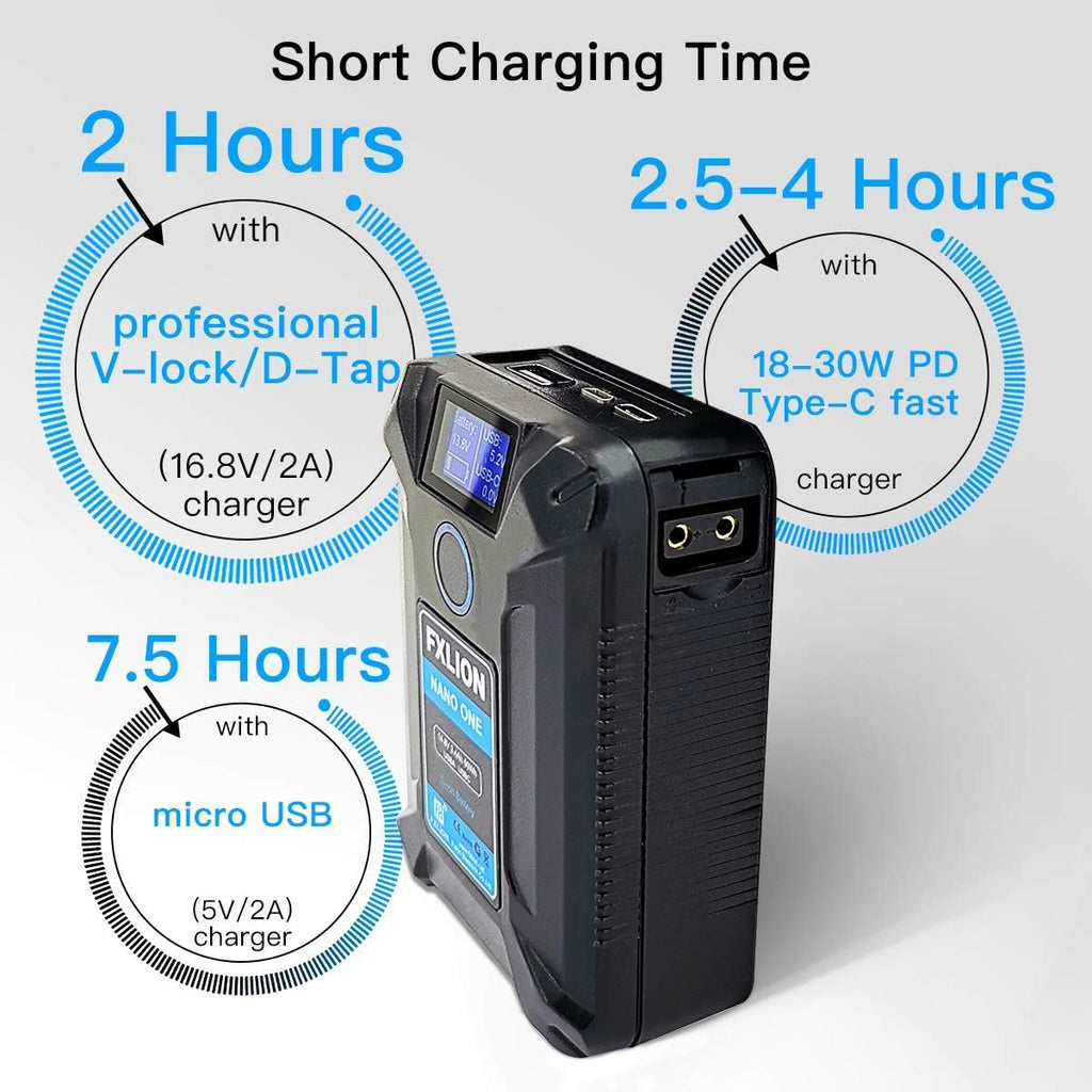V Mount Battery 3400mAh with D-TAP, USB-C, USB-A, Micro USB Plugs R1313