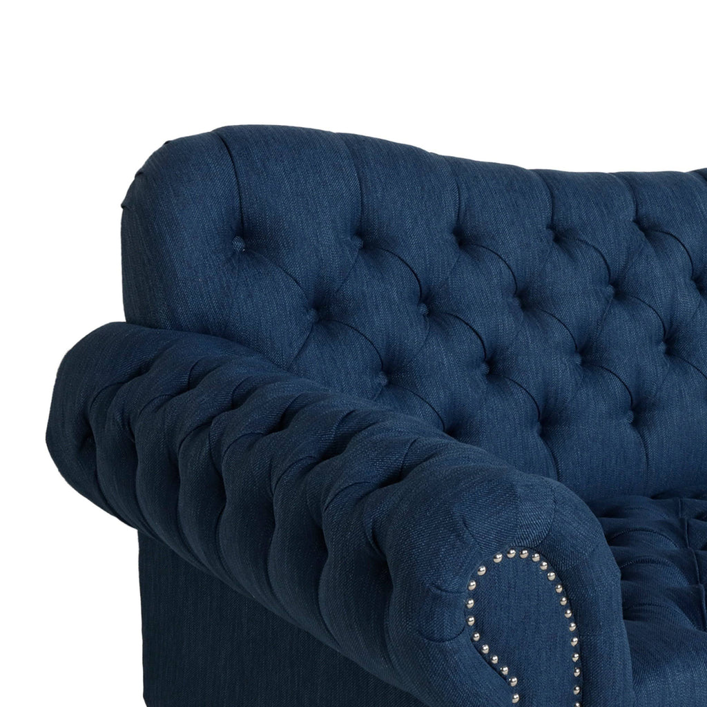 Charcoal Button Tufted Fabric 3 Seater Sofa B3551