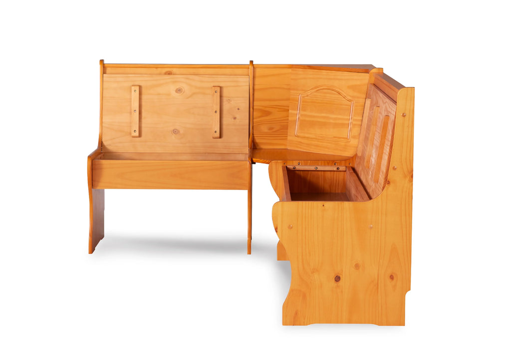 Corner Dining Breakfast Nook with Storage, Seats 4, Natural Honey Finish K724