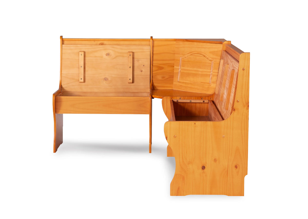 Corner Dining Breakfast Nook with Storage, Seats 4, Natural Honey Finish K724