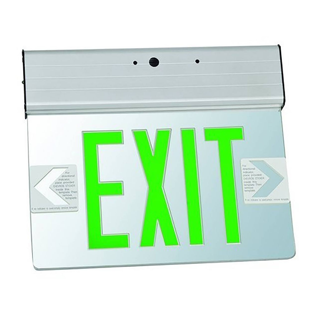 Edge Lit Exit Sign Double Sided Green LED White Housing P93533