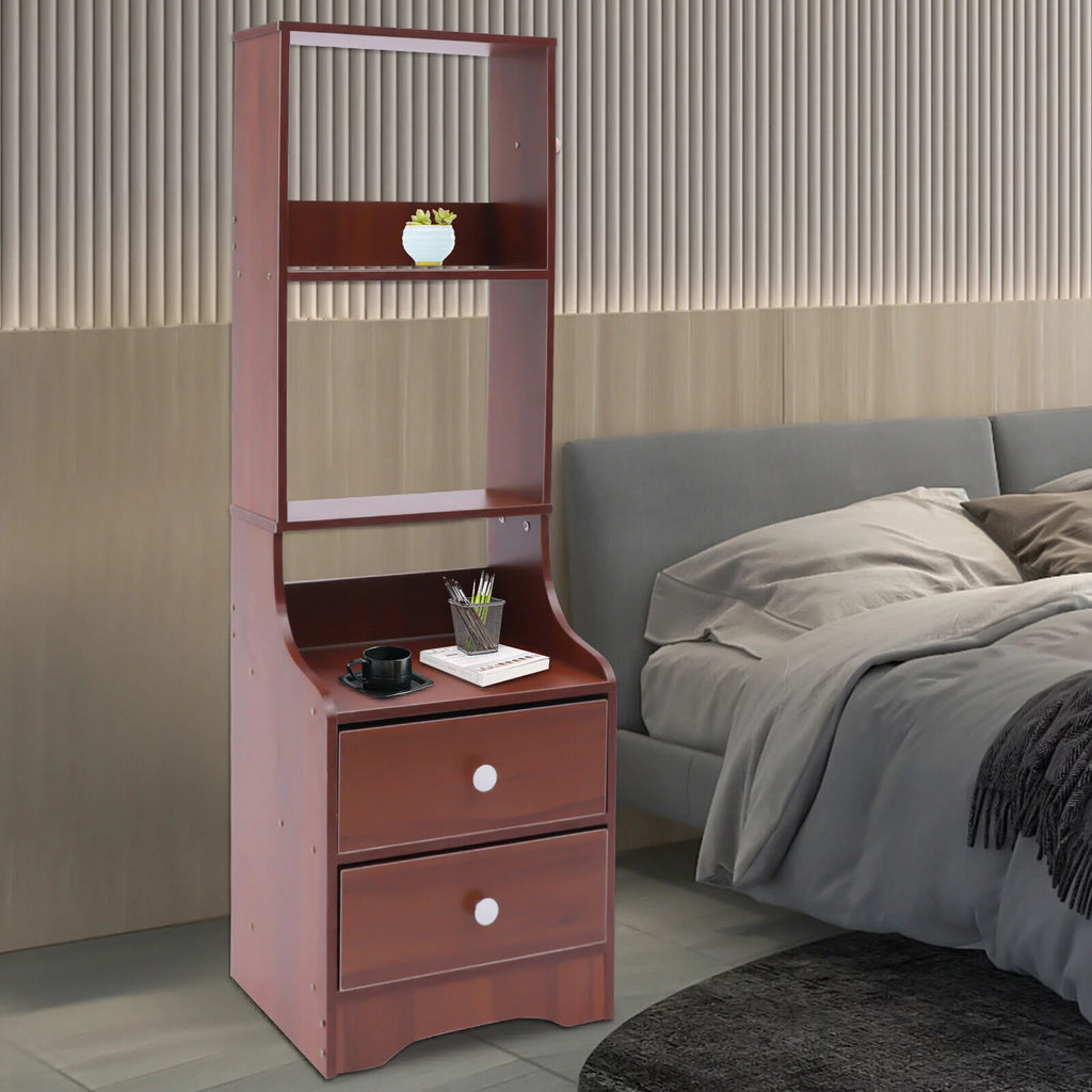 2 Drawer Bedside Nightstand with Open Storage Q34450