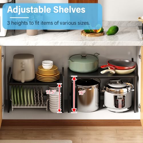 Expandable 2 Tier Heavy Duty Metal Storage Shelves D468