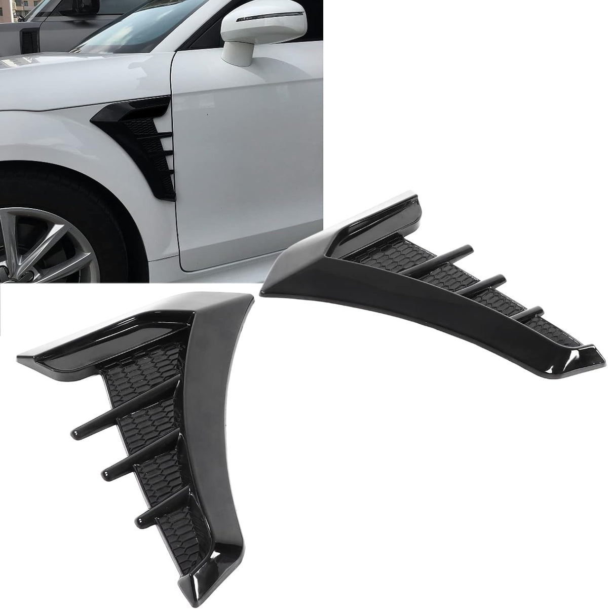 2pcs Gloss Black Car Hood Vent Scoop Kit G67107