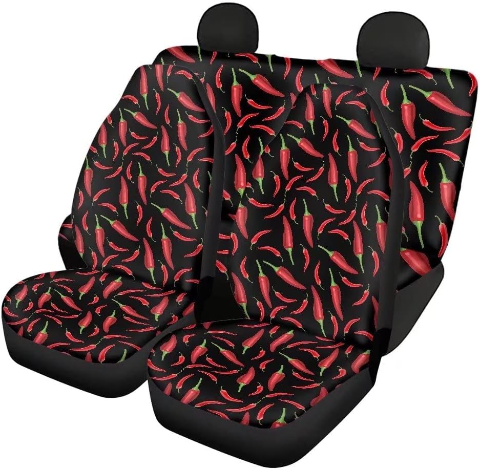 Red Kiss Lips Print 4pcs Car Seat Cover Set M1577