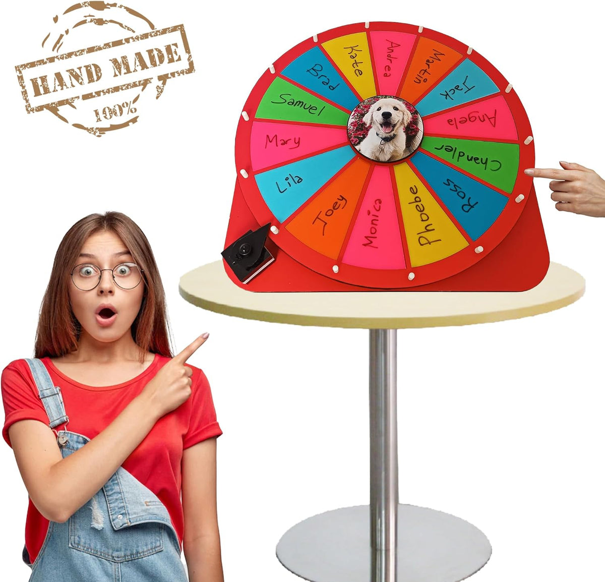 18 Slots Color Tabletop Spinning Prize Wheel A33372
